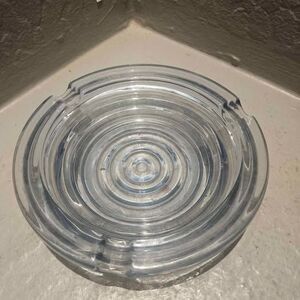 Anchor Hocking Ribbed Blue Glass Art Deco Ashtray
